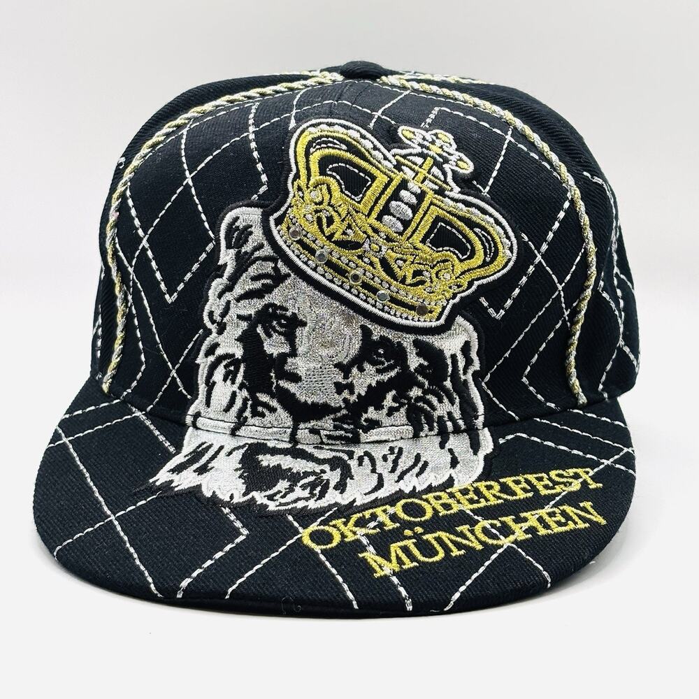 Oktoberfest Beer Drinking Hat Cap Fitted 7 5/8 Tiger Crown King AOP
